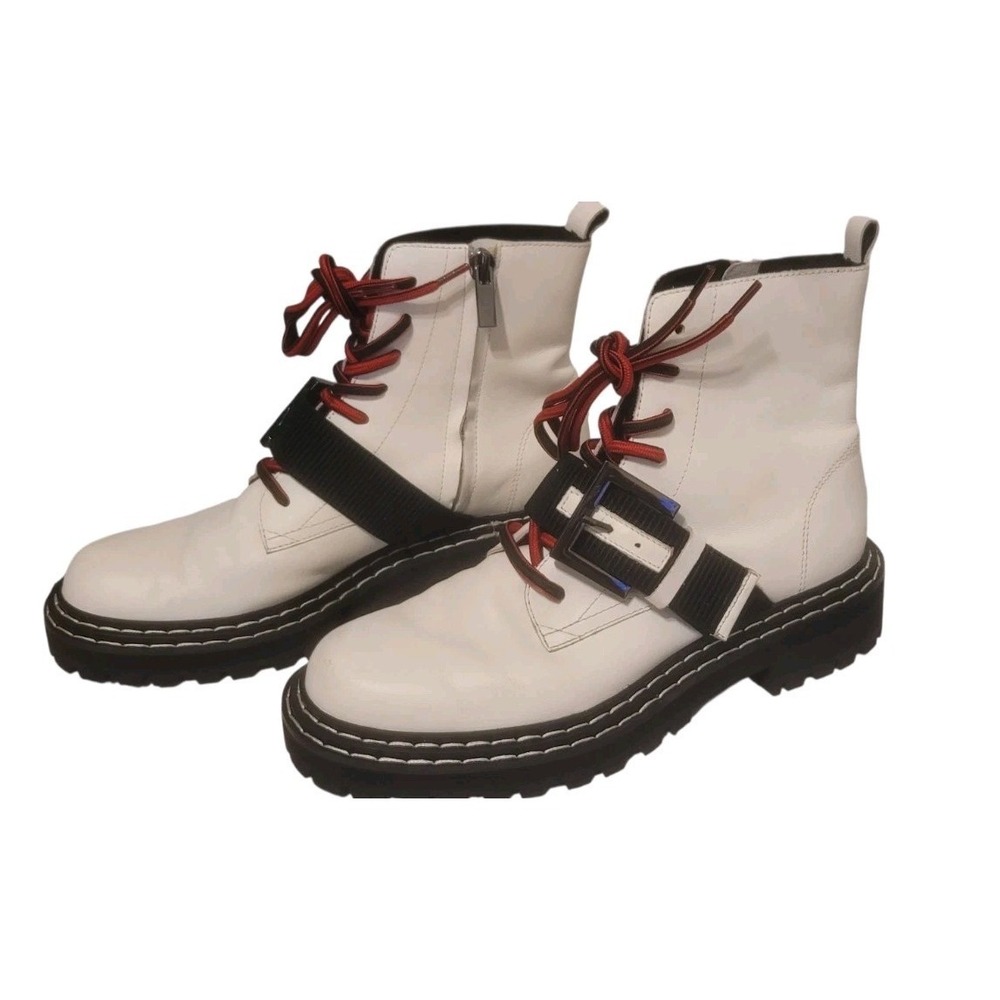 Cecelia‎ New York Hayden leather boots white with black & red details women sz 7 - Picture 3 of 10